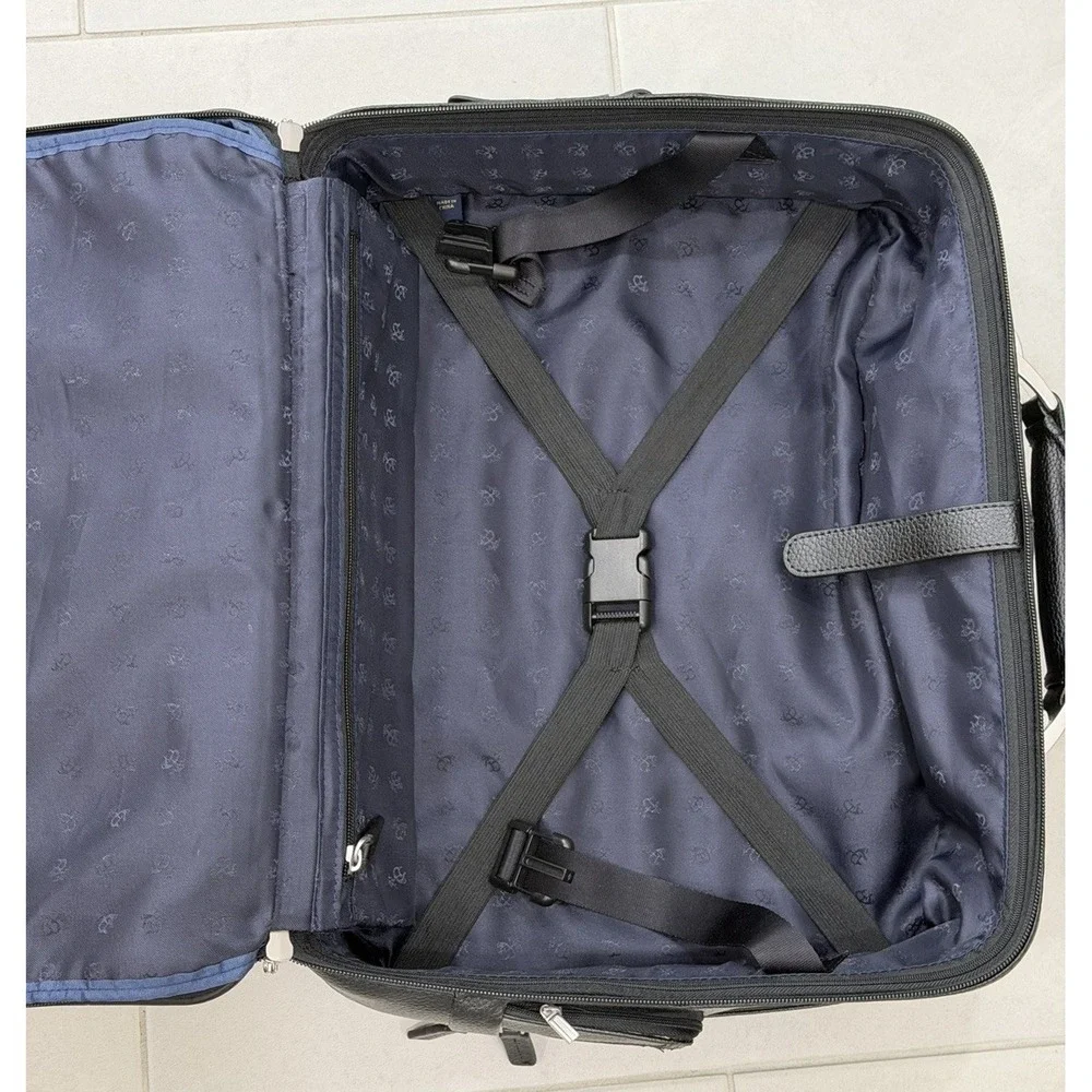 Brooks Brothers Business Case Black Leather Rolling Carry-on 18